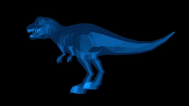 Dinosaur hologram video high tech image isolated on black background.
