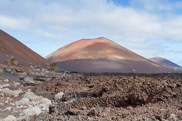 Obraz na płótnie Canvas Volcanic landscape in the Timanfaya area on the island of Lanzarote