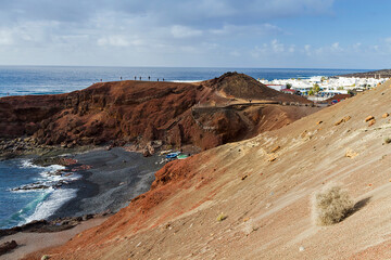 Fototapeta na wymiar Natural and unique landscape of the town of El Golfo on the island of Lanzarote