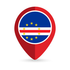 Map pointer with contry Cape Verde. Cape Verde flag. Vector illustration.