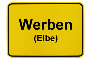 Illustration eines Ortsschildes der Stadt Werben (Elbe)