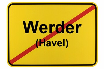 Illustration eines Ortsschildes der Stadt Werder (Havel)