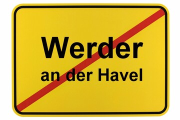 Illustration eines Ortsschildes der Stadt Werder an der Havel