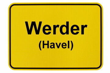 Illustration eines Ortsschildes der Stadt Werder (Havel)