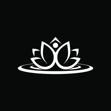 a logo illustration of a combination of a lotus flower with a healthy person