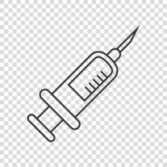 Syringe icon in flat style. Coronavirus vaccine inject vector illustration on isolated background. Covid-19 vaccination sign business concept.