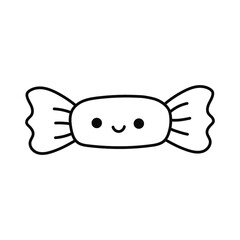 Cute doodle candy black and white vector illustration
