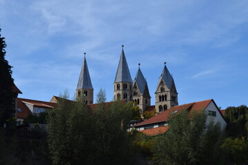View from the Peterstreppe to the Church of Our Lady in Halberstadt; Germany; Saxony-Anhalt
