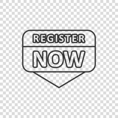Register now icon in flat style. Registration vector illustration on isolated background. Member notification sign business concept.
