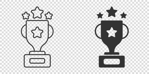 Trophy cup icon in flat style. Goblet prize vector illustration on isolated background. Award sign business concept.