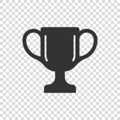 Trophy cup icon in flat style. Goblet prize vector illustration on isolated background. Award sign business concept.