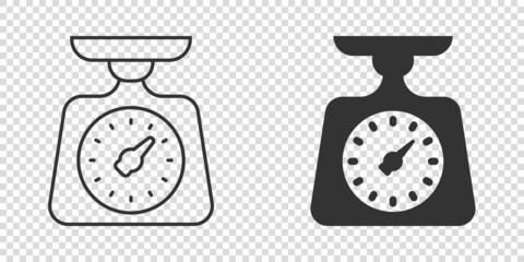 Bathroom weight scale icon in flat style. Mass measurement vector illustration on isolated background. Overweight sign business concept.