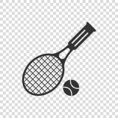 Tennis racket icon in flat style. Gaming racquet vector illustration on isolated background. Sport activity sign business concept.