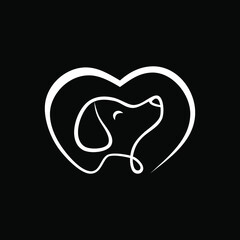 an illustration of a logo that combines a dog with a heart symbol, which means love for dogs