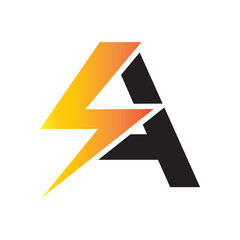 Power lightning logo vector design concept with a latter