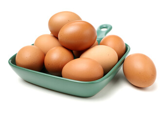 brown eggs on white background