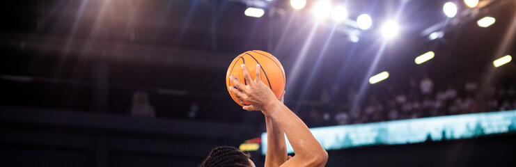 basketball game ball in hoop