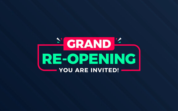 Grand re-opening background design template with 3d editable text effect