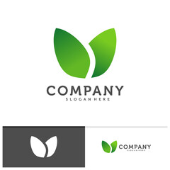 Initial V with Leaf logo vector template, Creative Nature V logo design concepts