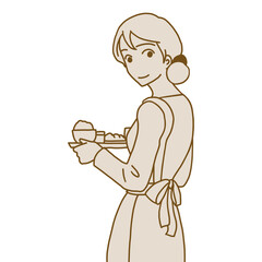 料理を運ぶ女性