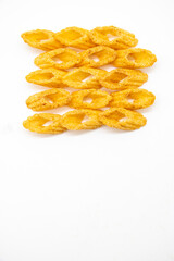 corn chips nachos isolated on white background,top view.selective focus
