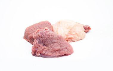 Fresh and raw beef meat isolated on white background