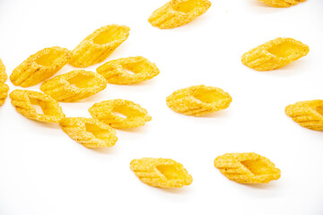 selective focus ,corn chips isolate on white background