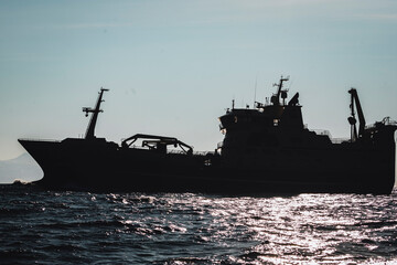 Fishing trawler cruising around Norway