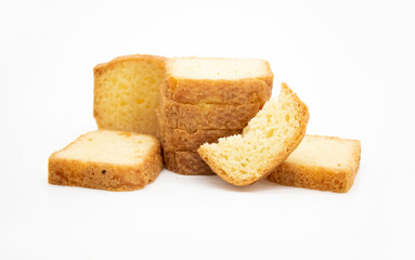 Fototapeta na wymiar Butter pound cake sliced isolate on white background, selective focus
