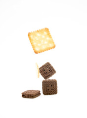 Chocolate chip cookies isolated on white background with clipping path.