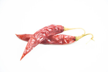 Dried red chili isolated on white background cutout