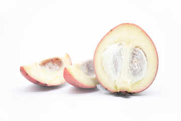 gaab or Velvet apple slices isolate on white background,