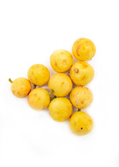 ripe Baccaurea motleyana isolate on white background, top view selective focus