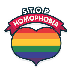 Stop homophobia, LGBT pride discrimination and prejudice logo sticker symbol vector