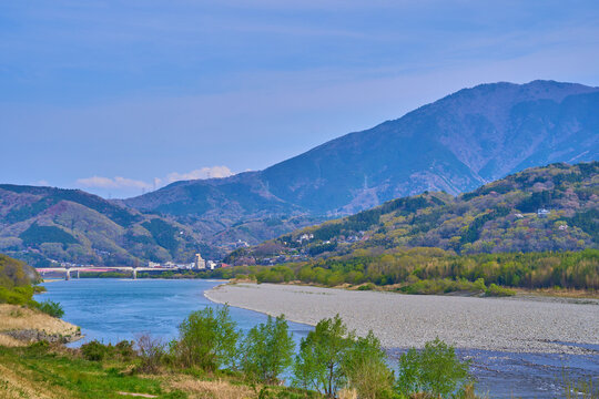 洋画 徳島県吉野川の風景 洋画 徳島県吉野川の風景