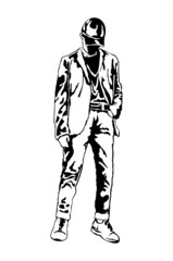 illustration of a man wearing a hat or headgear logo design icon vector