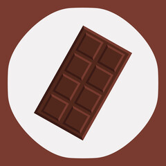 Chocolate in a white circle. Vector chocolate bar in brown color.