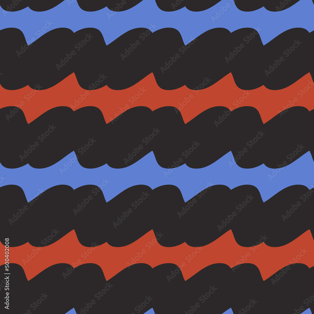 Poster red and blue lines through black all over the canvas. vector of three colors.