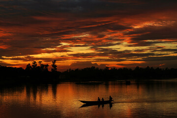 sunset over the river