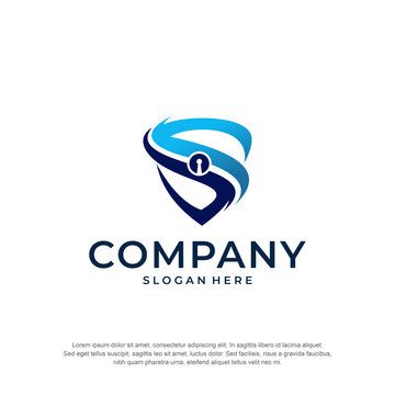 security lock shield logo premium vector