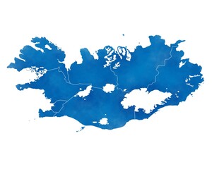 Blue Iceland map silhouette