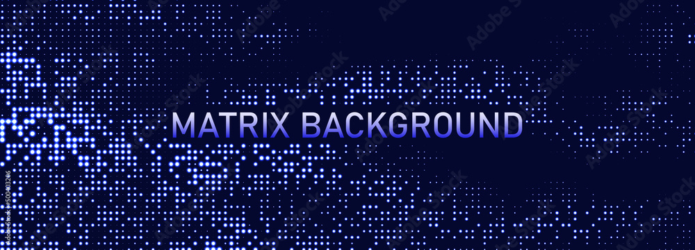 Aufkleber Abstract technology background. Computer matrix. Futuristic cyber background of points. 3d vector illustration.