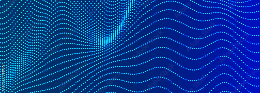 Poster Abstract blue background of points. Cyber particles. Big data stream. Vector illustration