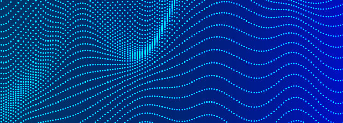 Abstract blue background of points. Cyber particles. Big data stream. Vector illustration