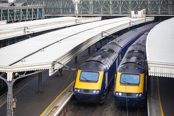Trains at Paddington railway station in London