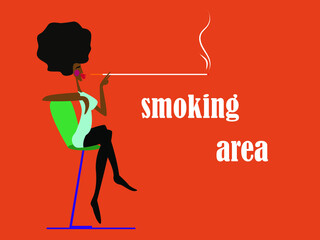 image with a smoking girl and the inscription smoking area.