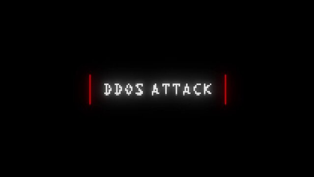 ddos attack warning text with glitch effect