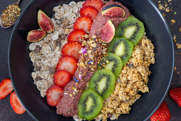 healthy breakfast bowl with fruits and granola