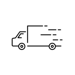 Thin line icons set of logistics and transportation. Outline symbol collection. Editable vector stroke. Delivery cargo and shipping. Truck