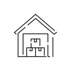 Logistics and Shipping line icons. Delivery cargo box. Warehouse or home garage